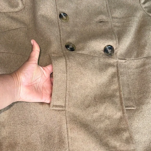 Robert Louis Women's Double-Breasted Camel Brown Peacoat - Picture 11 of 12